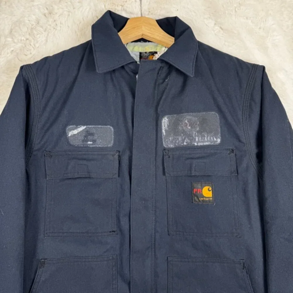 VTG Carhartt FR Quilted Liner Flame Resistant Heavy Duty Canvas Jacket Medium - Picture 2 of 11